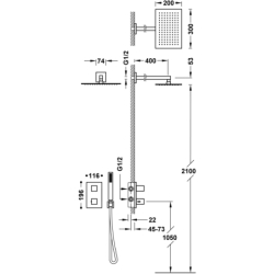 Zestaw baterii termostatycznej podtynkowej 2-drożnej prysznicowej THERM-BOX stal TRES 20225054AC
