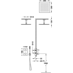 Zestaw baterii termostatycznej podtynkowej 2-drożnej prysznicowej THERM-BOX stal TRES 00625003AC
