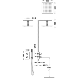 Zestaw baterii termostatycznej podtynkowej 2-drożnej prysznicowej THERM-BOX stal TRES 21125003AC