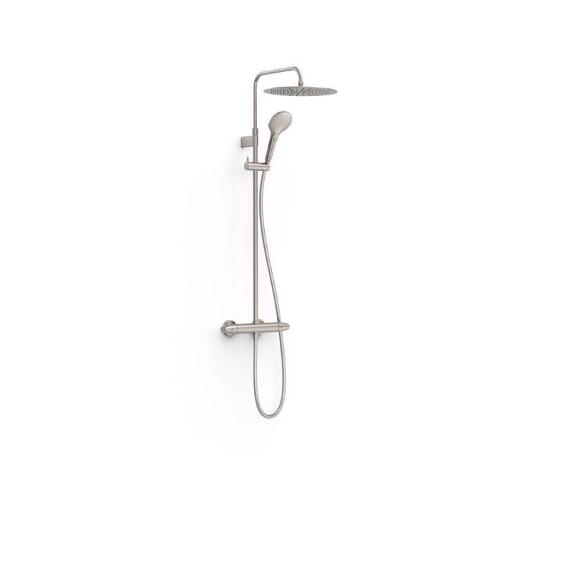 Zestaw baterii termostatycznej naściennej 2-drożnej prysznicowej OVER-WALL stal TRES 19038705AC