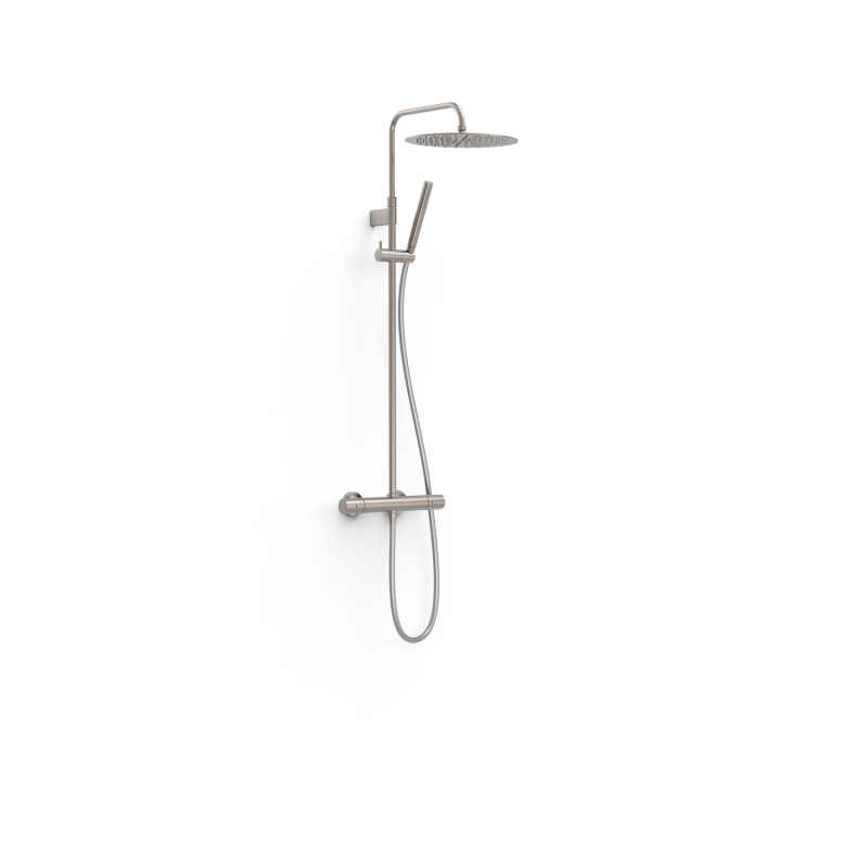 Zestaw baterii termostatycznej naściennej 2-drożnej prysznicowej OVER-WALL stal TRES 19039302AC