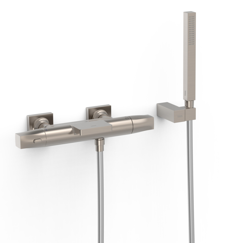 Bateria termostatyczna naścienna wannowa i prysznicowa OVER-WALL stal TRES 19017489AC