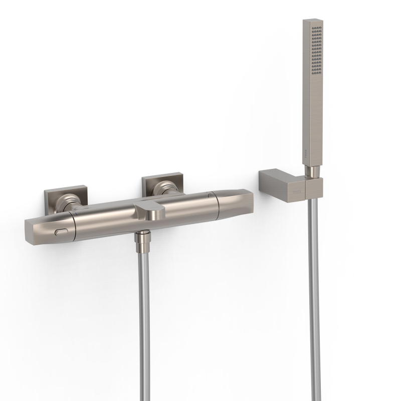 Bateria termostatyczna naścienna wannowa i prysznicowa OVER-WALL stal TRES 19017459AC