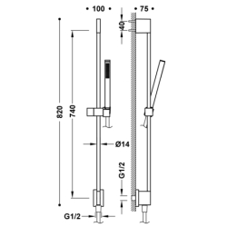 Zestaw drążek prysznicowy z przyłączem w ścianie stal TRES 03493201AC