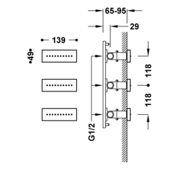 3 podtynkowe dysze z hydromasażem stal TRES 29951504AC