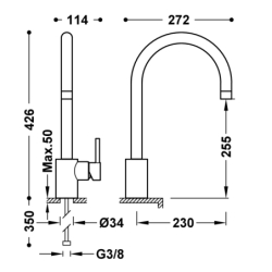 Bateria jednouchwytowa kuchenna stal TRES 56244003