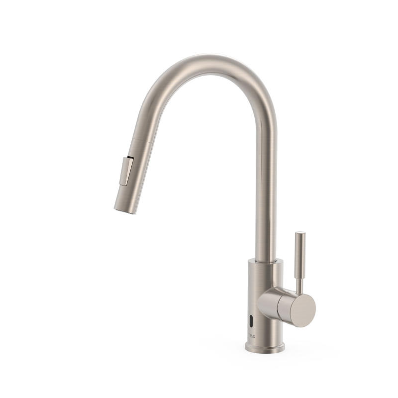 Kuchenna bateria elektroniczna z wyciąganą wylewką i 2 rodzajami strumienia ELECTRONIC stal TRES 09244501AC