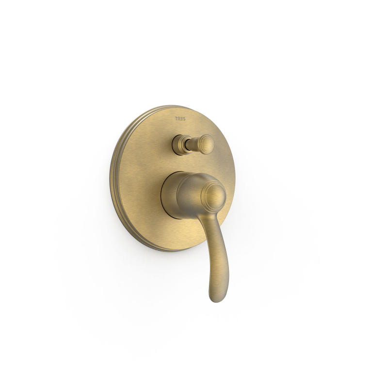 Bateria jednouchwytowa podtynkowa 2-drożna prysznicowa TRES CLASIC mosiądz antyczny matowy TRES 24218001LM