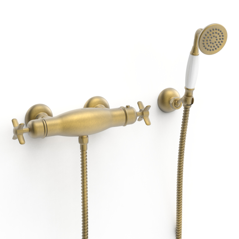 Bateria termostatyczna naścienna prysznicowa TRES CLASIC mosiądz antyczny matowy TRES 24216409LM