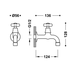 Bateria 1-drożna do biura lub pralni TRES CLASIC mosiądz antyczny matowy TRES 24252001LM