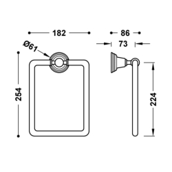 Haczyk na ręcznik w formie kwadratowego pierścienia mosiądz antyczny matowy TRES 02463609LM