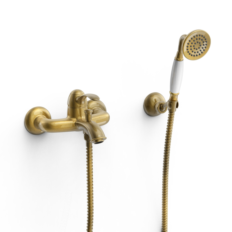 Bateria jednouchwytowa ścienna wannowa i prysznicowa TRES CLASIC mosiądz antyczny TRES 24217001LV