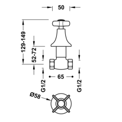 Zawór odcinający podtynkowy TRES CLASIC mosiądz antyczny TRES 24215502LV