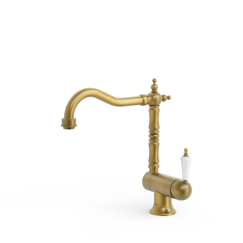 Bateria jednouchwytowa kuchenna z wylewką składaną (podokienna) mosiądz antyczny TRES 24233401LV