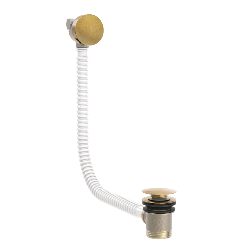 Okrągły Click-clack do wanny z napełnianiem przez kaskadę i przelewem mosiądz antyczny TRES 03453430LV