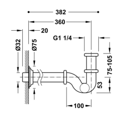 Syfon teleskopowy z regulacją do umywalki mosiądz antyczny TRES 03463820LV