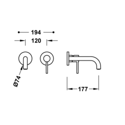 Elementy zewnętrzne do podtynkowego korpusu baterii umywalkowej STUDY grafit TRES 26230021GR