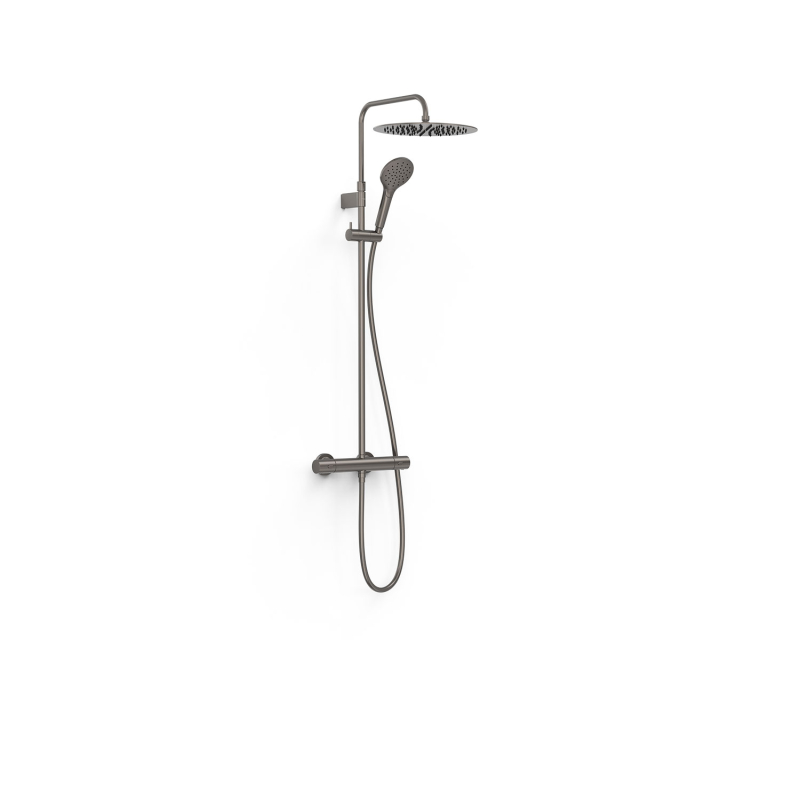 Zestaw baterii termostatycznej naściennej 2-drożnej prysznicowej OVER-WALL grafit TRES 19039314GR