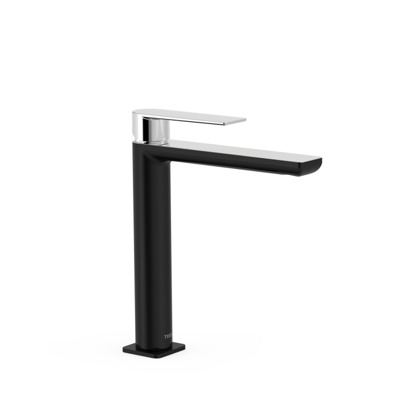 Wysoka bateria jednouchwytowa umywalkowa LOFT czerń-chrom TRES 20020303NE