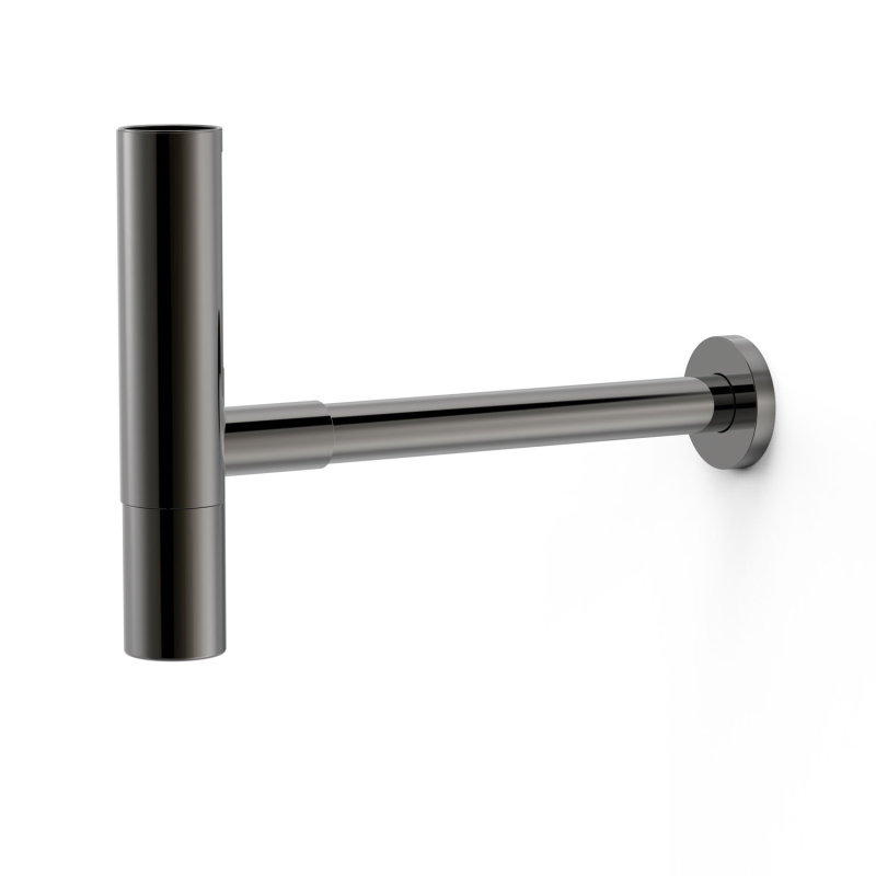 Syfon teleskopowy okrągły z odpływem do umywalki z możliwością rewizji czerń metalizowana TRES 16110342KM