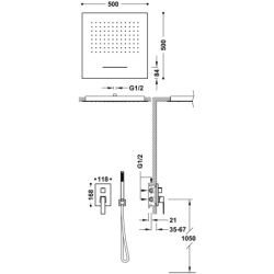 Zestaw baterii jednouchwytowej podtynkowej 3-drożnej Rapid-box prysznicowej SLIM czerń matowa TRES 20227302NM