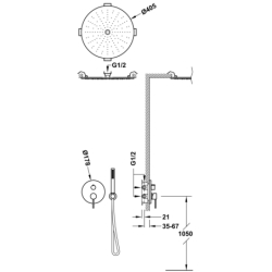 Zestaw baterii jednouchwytowej podtynkowej 3-drożnej Rapid-box prysznicowej STUDY czerń matowa TRES 26227301NM