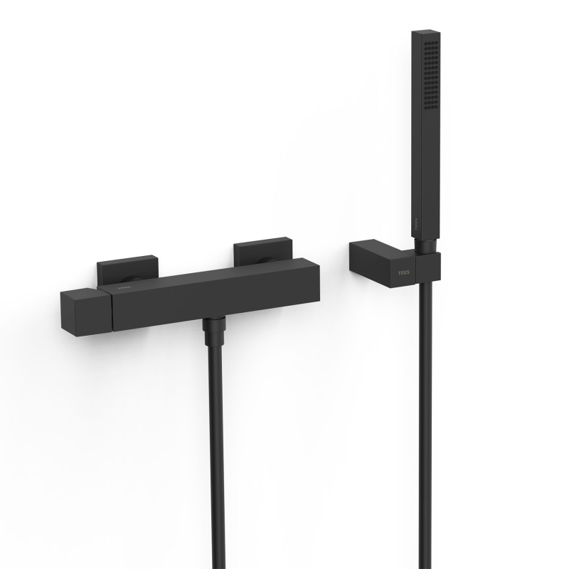 Bateria jednouchwytowa ścienna prysznicowa CUADRO czerń matowa TRES 00716703NM