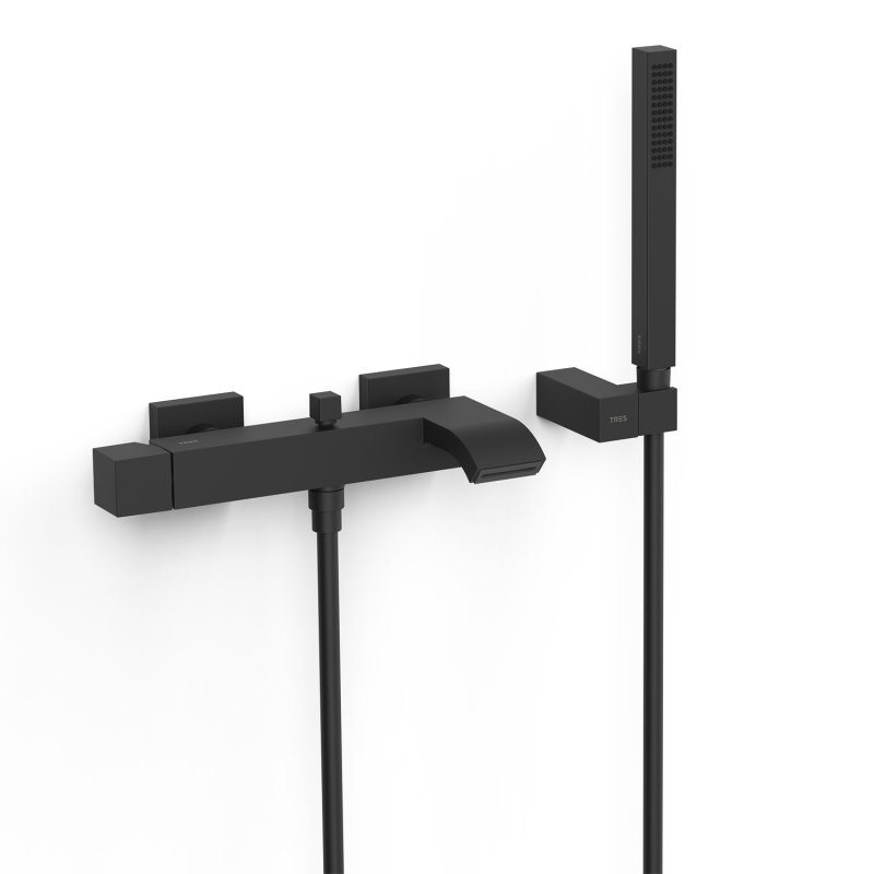 Bateria jednouchwytowa ścienna wannowa i prysznicowa CUADRO czerń matowa TRES 0071700203NM