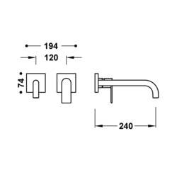 Elementy zewnętrzne do podtynkowego korpusu baterii umywalkowej LOFT czerń matowa TRES 20030022NM
