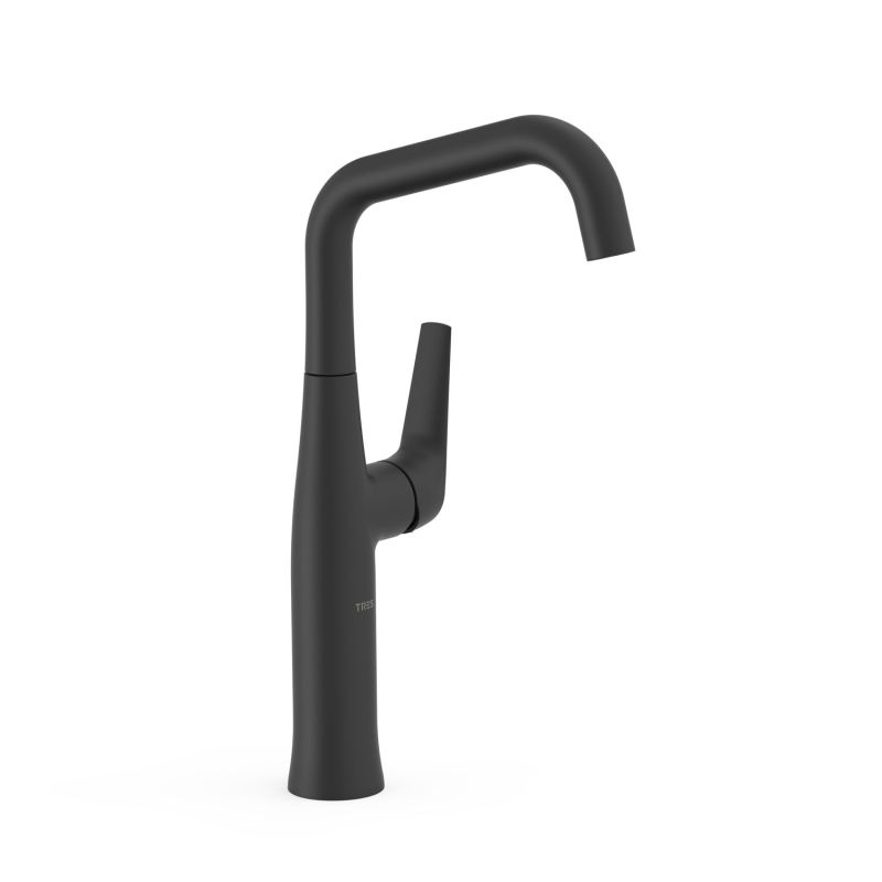 Wysoka bateria jednouchwytowa umywalkowa z boczną dźwignią FUJI czerń matowa TRES 28164701NM