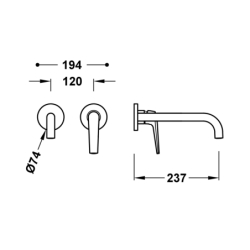 Elementy zewnętrzne do podtynkowego korpusu baterii umywalkowej FUJI czerń matowa TRES 28130022NM