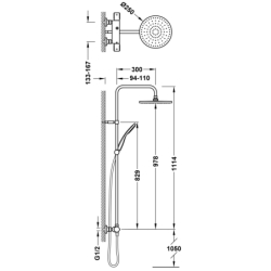 Zestaw baterii termostatycznej naściennej 2-drożnej prysznicowej OVER-WALL czerń matowa TRES 19039301NM