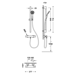 Zestaw baterii termostatycznej naściennej prysznicowej BASE PLUS czerń matowa TRES 21619601NM