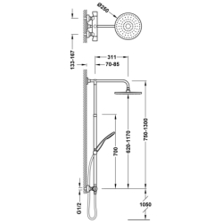 Zestaw baterii termostatycznej naściennej 2-drożnej prysznicowej BASE PLUS czerń matowa TRES 21639302NM