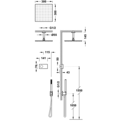 Zestaw elektronicznej baterii termostatycznej podtynkowej 2-drożnej prysznicowej SHOWER TECHNOLOGY czerń matowa TRES 09288564NM