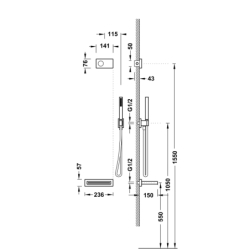 Zestaw elek. baterii termostat. podtynkowej 2-drożnej wannowej i prysznic. SHOWER TECHNOLOGY czerń matowa TRES 09288556NM
