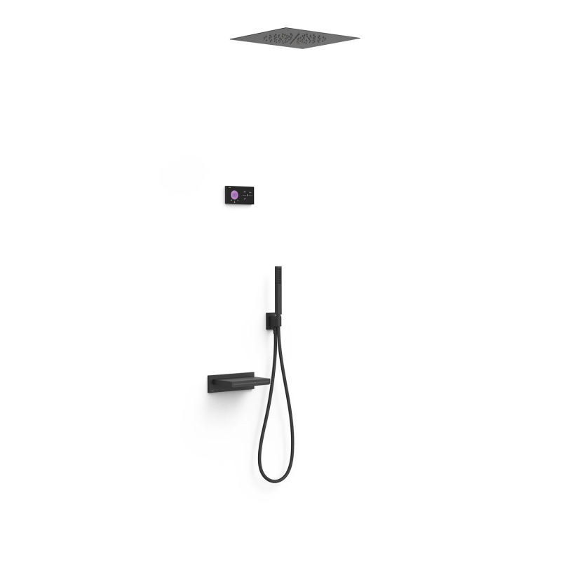 Zestaw elektronicznej baterii termostatycznej podtynkowej 3-drożnej prysznicowej SHOWER TECHNOLOGY czerń matowa TRES 09288315NM