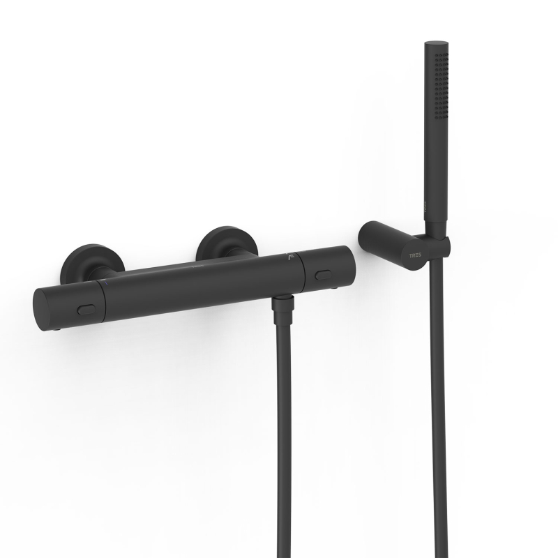 Bateria termostatyczna naścienna prysznicowa OVER-WALL czerń matowa TRES 19016429NM