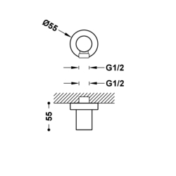 Kolanko z przyłączem ze ściany do węża czerń matowa TRES 20518301NM