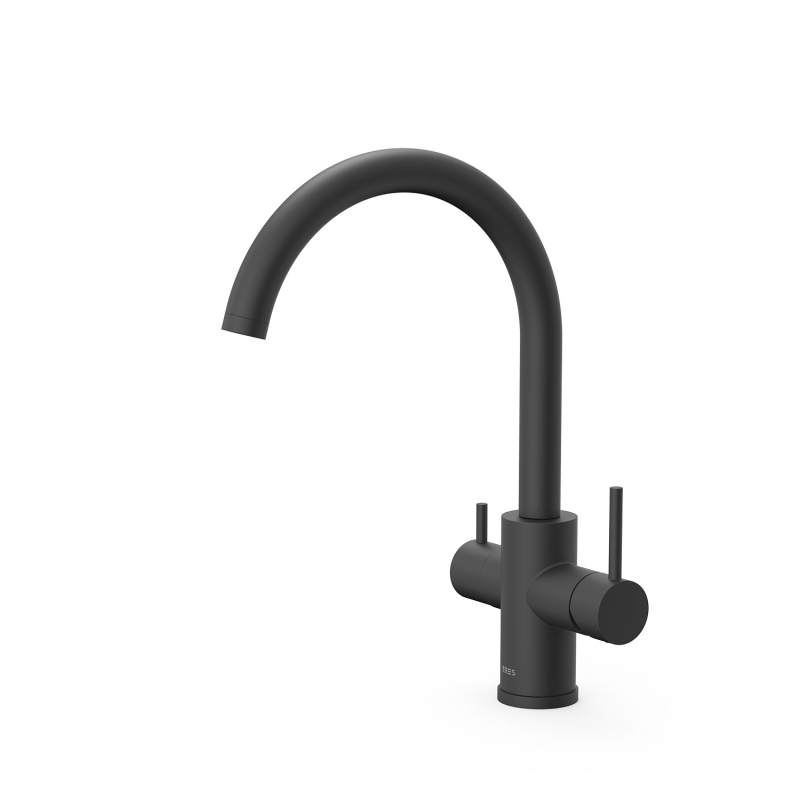 Dwudrożna bateria jednouchwytowa do wody wodociągowej i filtrowanej przeznaczona do użytku w kuchni czerń matowa TRES 23045302NM