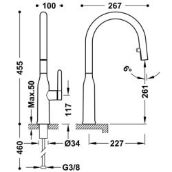 Bateria jednouchwytowa z wyciąganą wylewką i 2 rodzajami strumienia kuchenna czerń matowa TRES 23043802NM