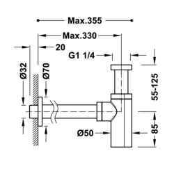 Syfon teleskopowy do umywalki czerń matowa TRES 13463410NM