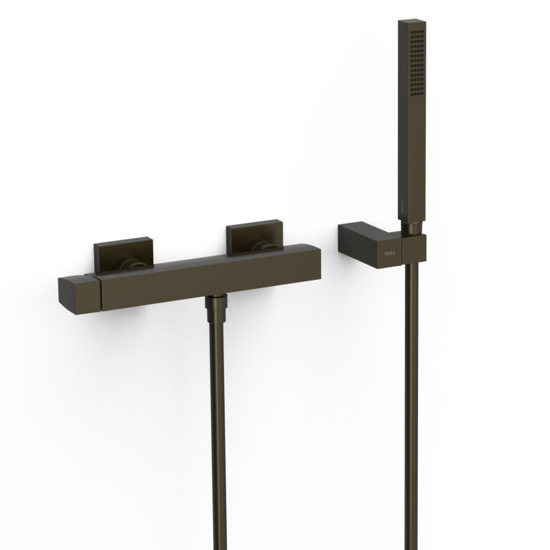 Bateria jednouchwytowa ścienna prysznicowa SLIM czarny brąz TRES 20216701KMB