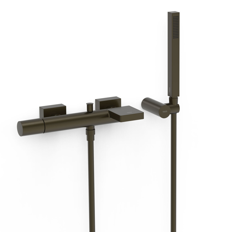 Bateria jednouchwytowa ścienna wannowa i prysznicowa PROJECT-TRES czarny brąz TRES 21117001KMB