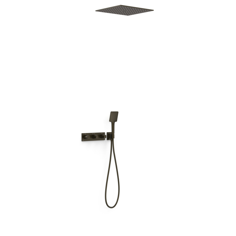 Zestaw baterii termostatycznej podtynkowej 3-drożnej prysznicowej B-SYSTEM czarny brąz TRES 30725306KMB