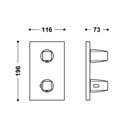 Elementy zewnętrzne do podtynkowego korpusu 2-drożnego THERM-BOX czarny brąz TRES 21125001KMB
