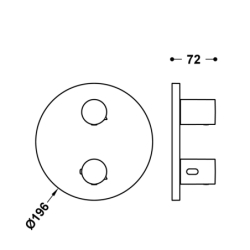 Elementy zewnętrzne do podtynkowego korpusu 2-drożnego THERM-BOX czarny brąz TRES 26225001KMB