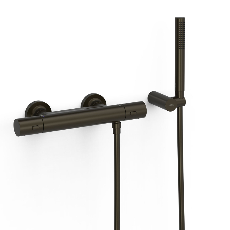 Bateria termostatyczna naścienna prysznicowa OVER-WALL czarny brąz TRES 19016429KMB