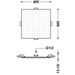 Deszczownica podtynkowa sufitowa czarny brąz TRES 13495101KMB