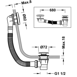 Click-clack do wanny z przelewem czarny brąz TRES 03453420KMB
